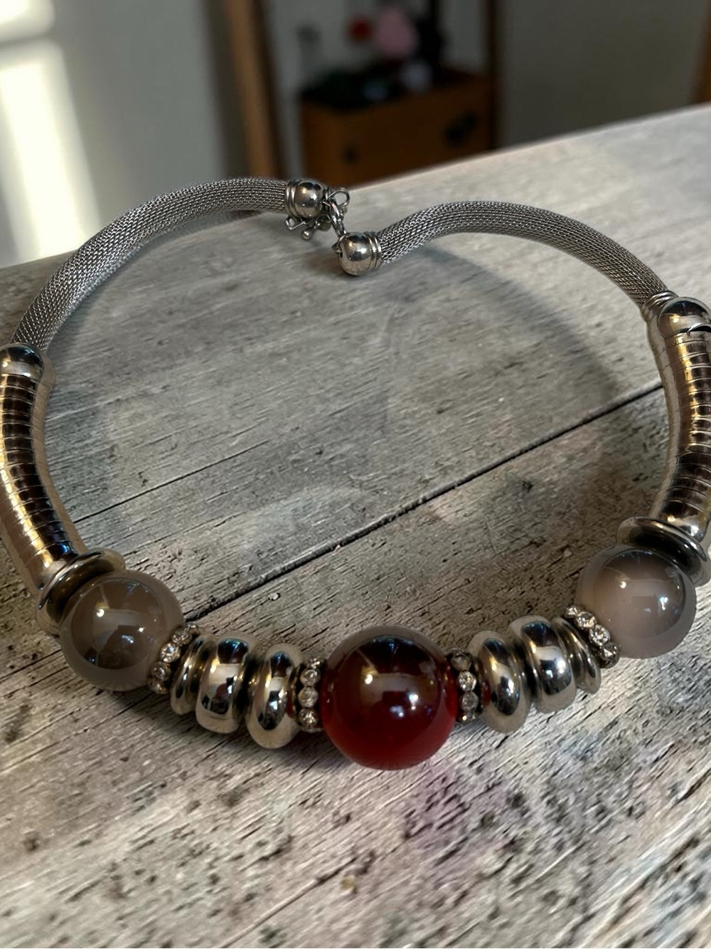 Chunky Silver Statement Necklace - Vintage Costume Jewelry